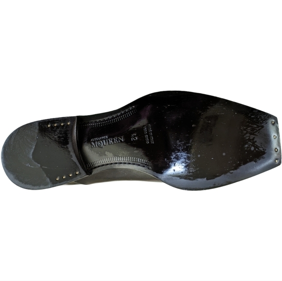 Alexander McQueen Black Leather Tan Elastic Square Toe Loafers Size 8.5-9 Sharp! main image 7
